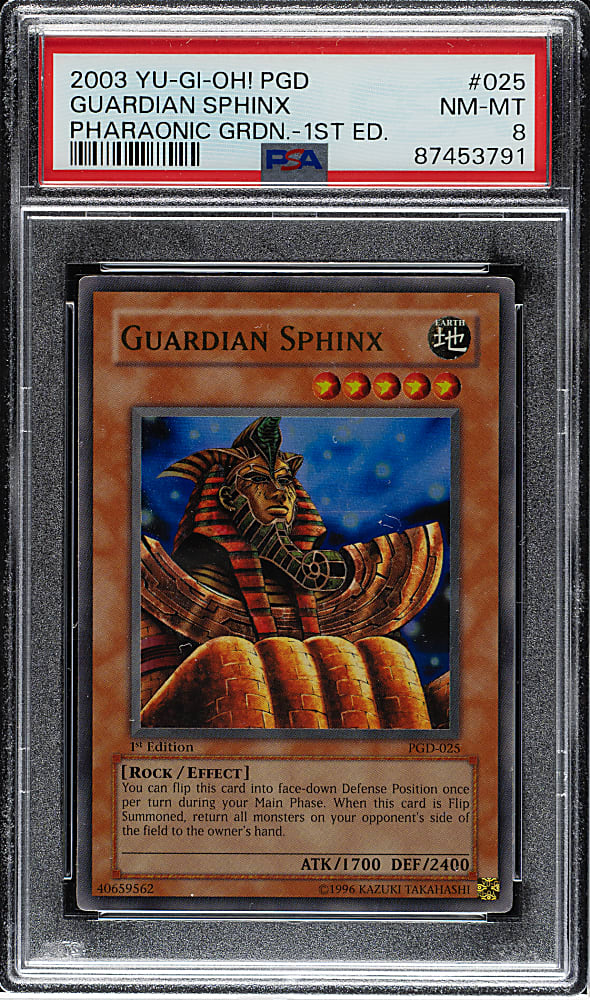 2003 Yu-Gi-Oh! Pharonic Guardian 1st Edition #025 Guardian Sphinx Ultra Rare Holographic PSA NM-MT 8