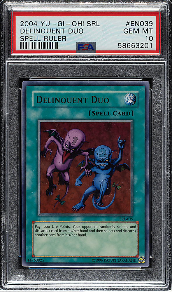 2004 Yu-Gi-Oh! Spell Ruler #EN039 Delinquent Duo Ultra Rare Holographic PSA GEM MINT 10