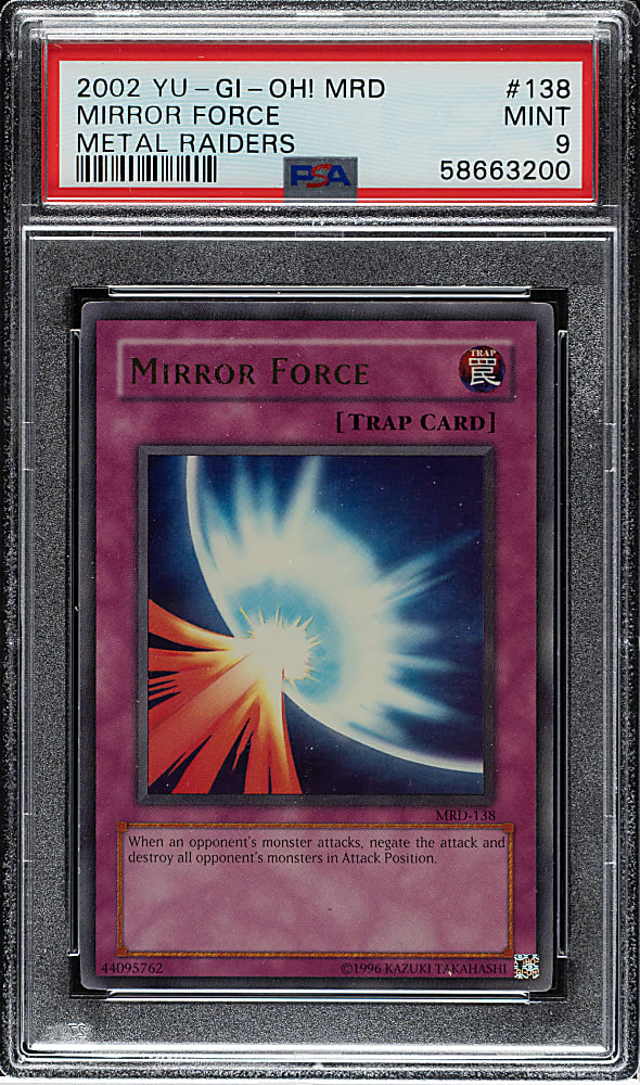 2002 Yu-Gi-Oh! Metal Raiders #138 Mirror Force Ultra Rare Holographic PSA MINT 9