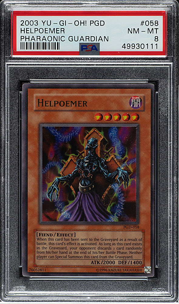 2003 Yu-Gi-Oh! Pharaoinic Guardian #058 Helpoemer Ultra Rare Holographic PSA NM-MT 8