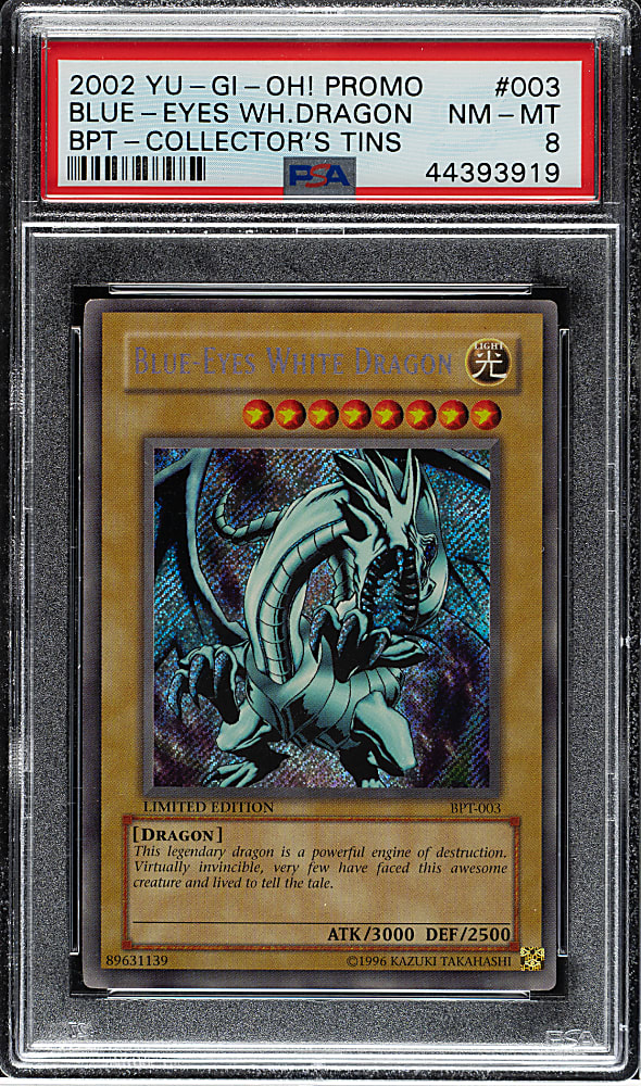 2002 Yu-Gi-Oh BPT - Collector's Tin Promo #003 Blue-Eyes White Dragon Holographic PSA NM-MT 8
