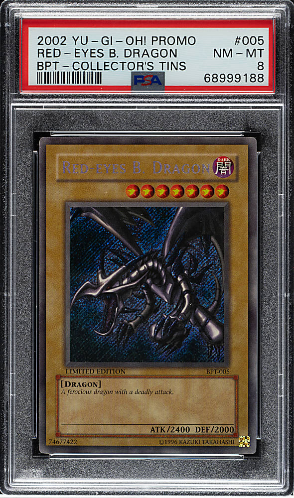 2002 Yu-Gi-Oh BPT - Collector's Tin Promo #005 Red-Eyes B. Dragon Holographic PSA NM-MT 8