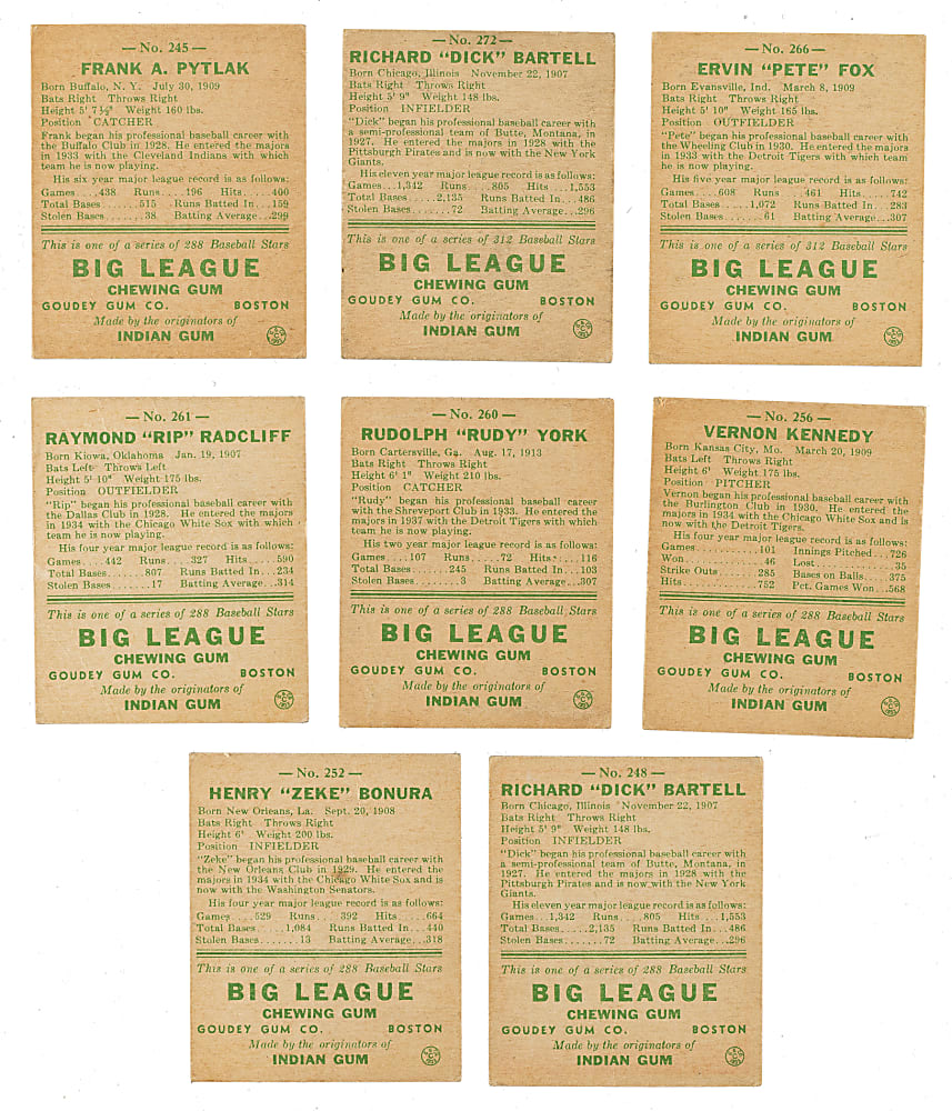 1938 R323 Goudey "Heads-Up" Collection (12)