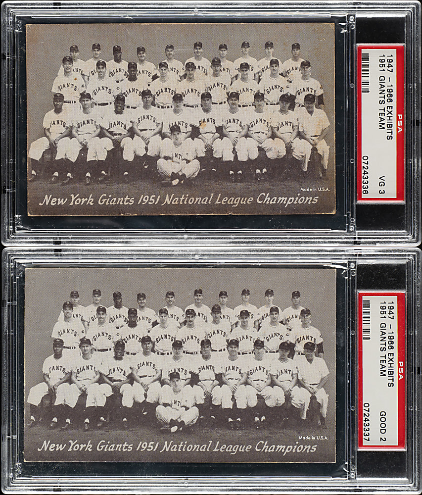 1947-1966 Exhibits 1951 New York Giants Team PSA-Graded Pair - Willie Mays Rookie Year and National League Champions