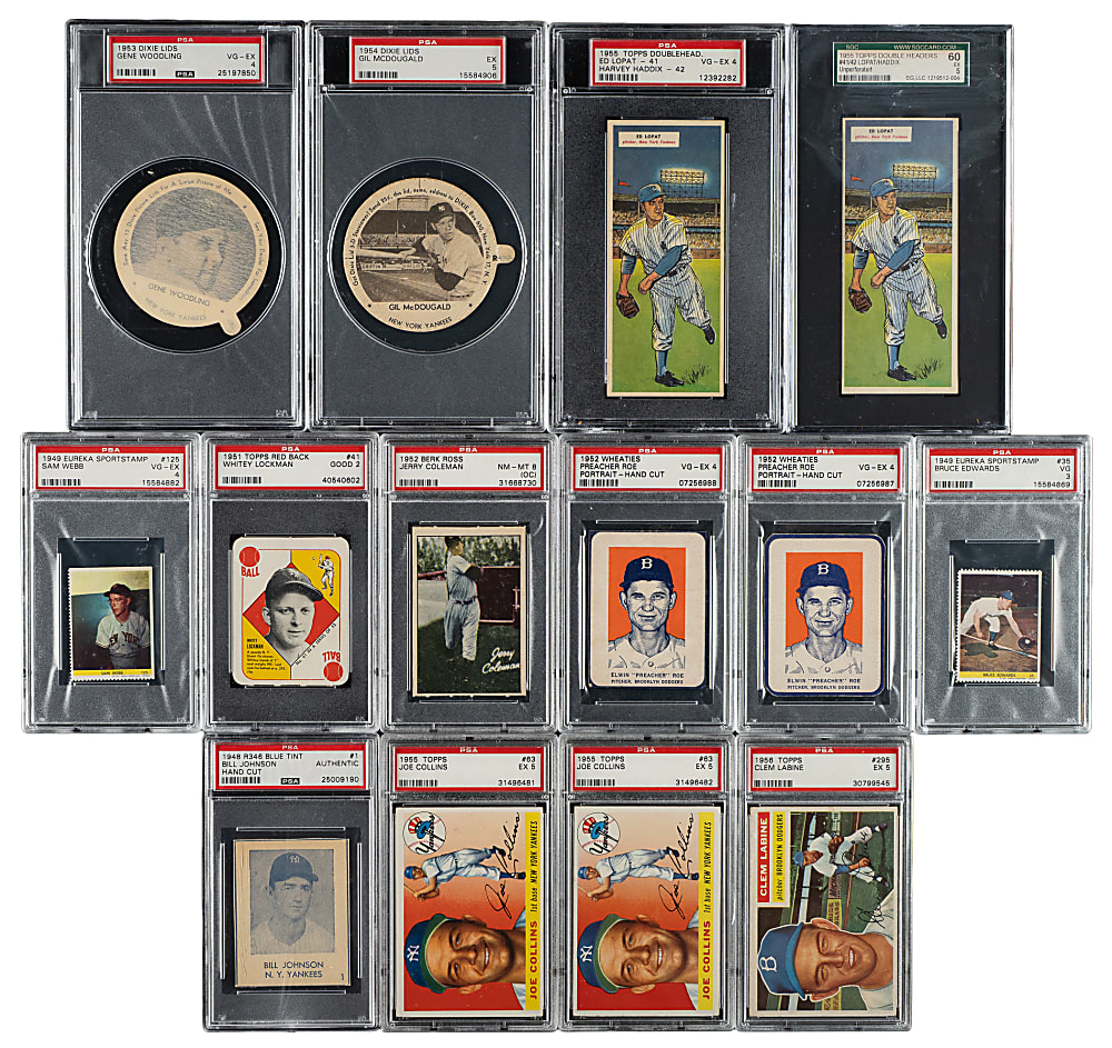 1948 to 1956 Topps, Berk Ross, and Wheaties (19) Including Roy Campanella, Phil Rizzuto, and Casey Stengel