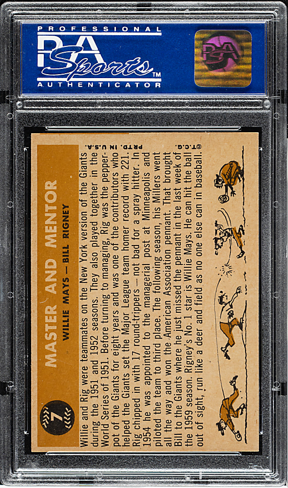 1960 Topps #7 Master & Mentor with Willie Mays PSA NM-MT 8