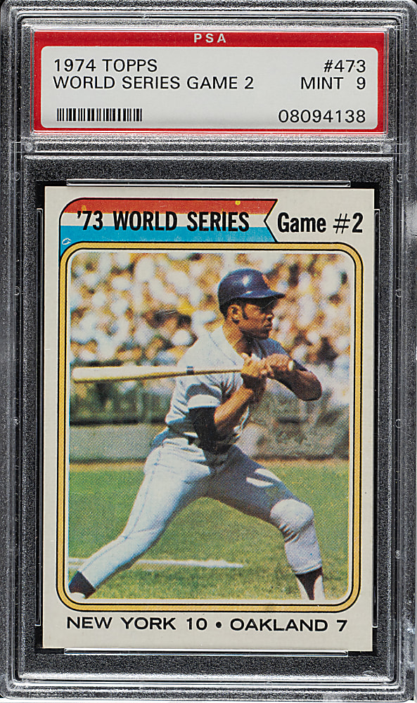 1974 Topps #473 World Series Game #2 with Willie Mays PSA MINT 9