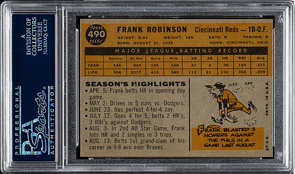 1960 Topps #490 Frank Robinson PSA NM-MT 8