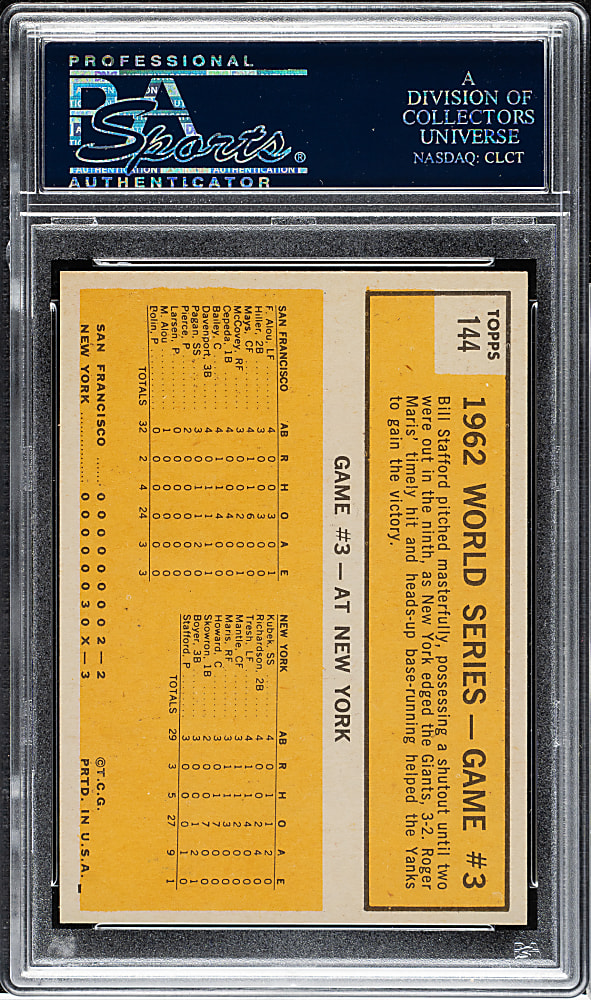 1963 Topps #144 World Series Game #3 Maris Sparks Yankee Rally PSA MINT 9