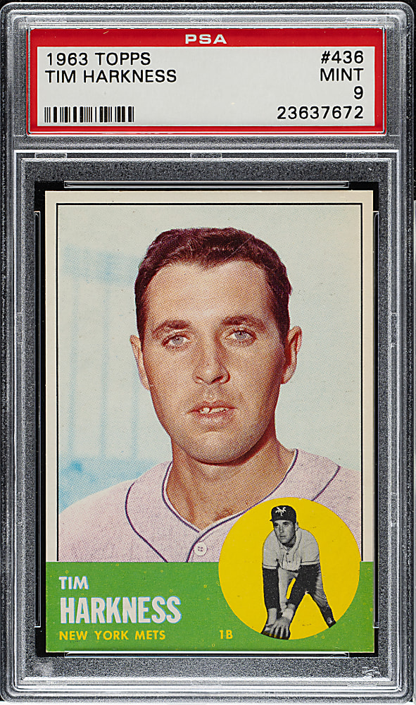 1963 Topps #436 Tim Harkness PSA MINT 9