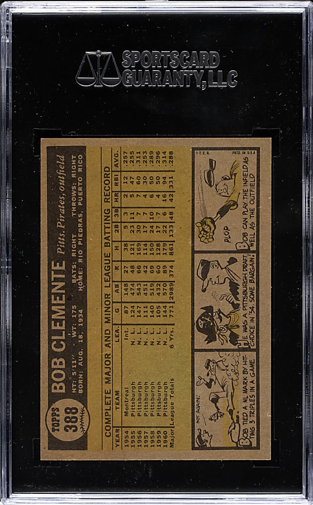 1961 Topps #388 Roberto Clemente SGC NM/MT 88