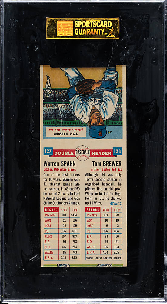 1955 Topps Doubleheaders #127/128 Warren Spahn/Brewer SGC NM+ 86