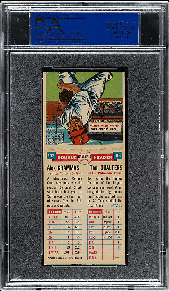 1955 Topps Doubleheaders #107/108 Grammas/Qualters PSA NM 7
