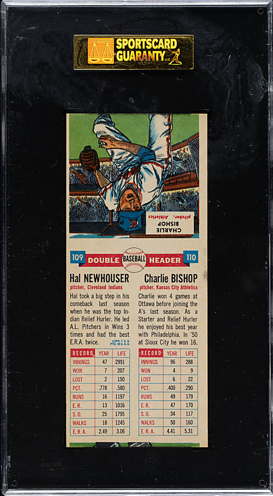1955 Topps Doubleheaders #109/110 Hal Newhouser/Bishop SGC NM+ 86