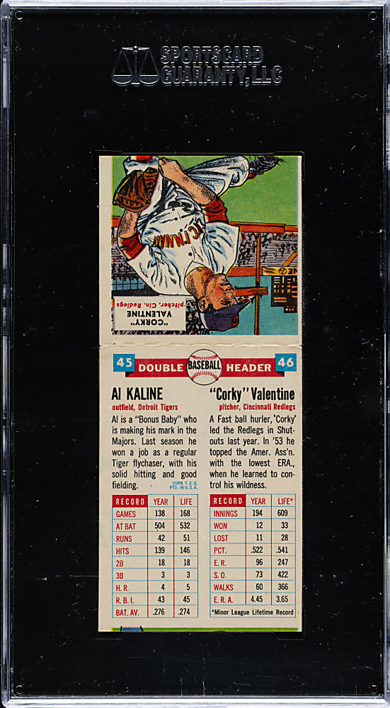 1955 Topps Doubleheaders #45/46 Al Kaline/Valentine SGC EX/NM 80