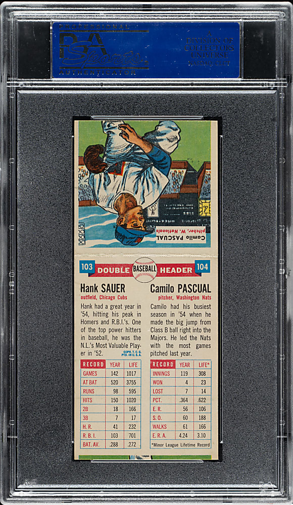 1955 Topps Doubleheaders #103/104 Sauer/Pascual PSA NM-MT 8