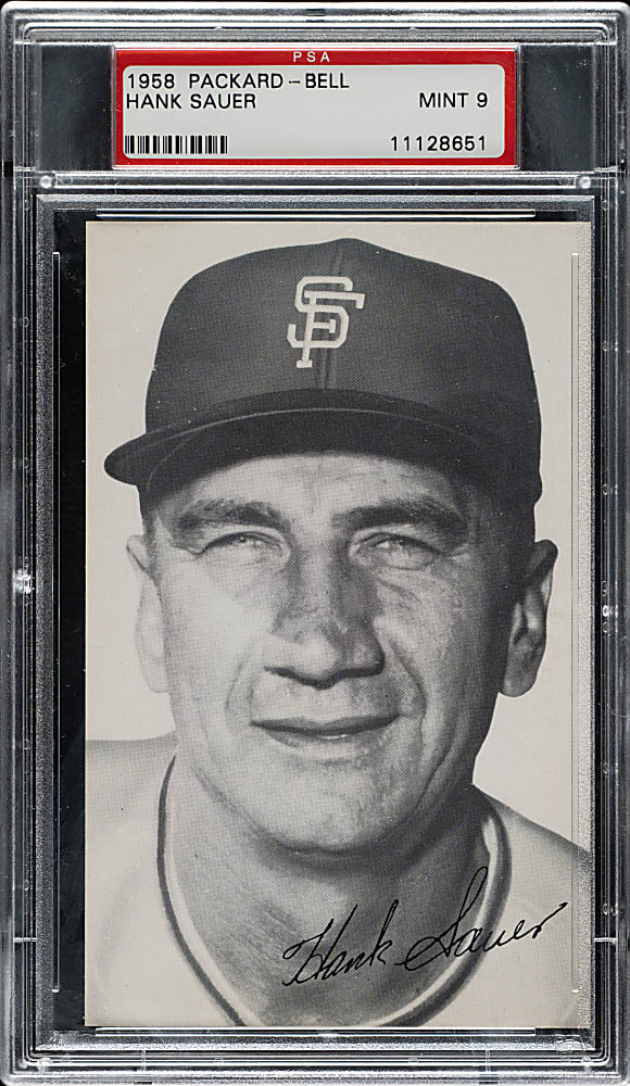 1958 Packard-Bell Giants Hank Sauer PSA MINT 9