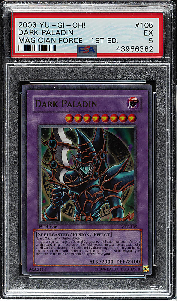 2003 Yu-Gi-Oh! Magician Force 1st Edition #105 Dark Paladin Ultra Rare Holographic Uncorrected Art PSA EX 5