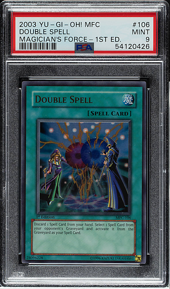 2003 Yu-Gi-Oh! Magician Force 1st Edition #106 Double Spell Ultra Rare Holographic PSA MINT 9