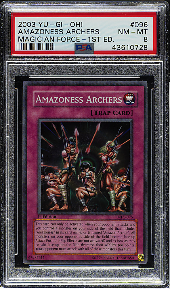 2003 Yu-Gi-Oh! Magician Force 1st Edition #096 Amazoness Archers Super Rare Holographic PSA NM-MT 8