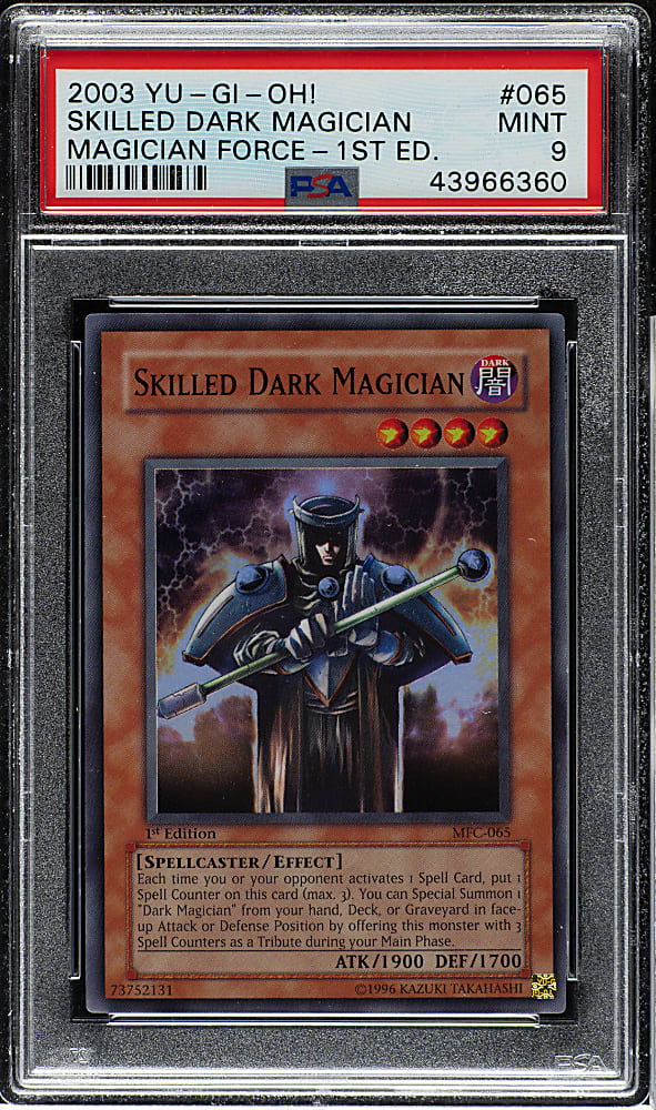 2003 Yu-Gi-Oh! Magician Force 1st Edition #065 Skilled Dark Magician Super Rare Holographic PSA MINT 9