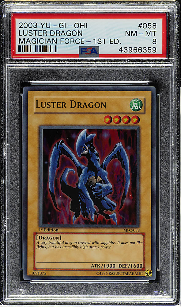 2003 Yu-Gi-Oh! Magician Force 1st Edition #058 Luster Dragon Ultra Rare Holographic PSA NM-MT 8