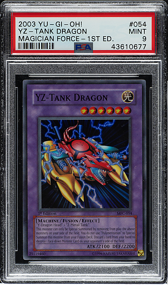 2003 Yu-Gi-Oh! Magician Force 1st Edition #054 YZ-Tank Dragon Super Rare Holographic PSA MINT 9