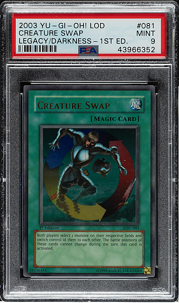 2003 Yu-Gi-Oh! Legacy Of Darkness 1st Edition #081 Creature Swap Ultra Rare Holographic PSA MINT 9