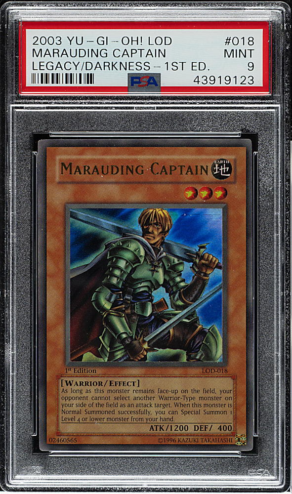 2003 Yu-Gi-Oh! Legacy Of Darkness 1st Edition #018 Maruading Captain Ultra Rare Holographic PSA MINT 9