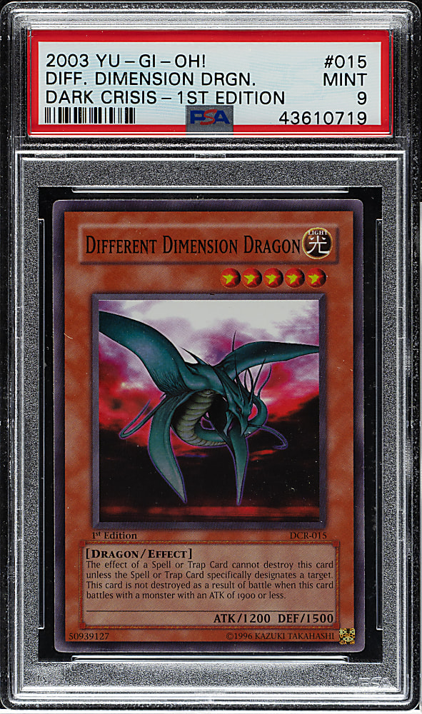 2003 Yu-Gi-Oh! Dark Crisis 1st Edition #015 Different Dimension Dragon Super Rare Holographic PSA MINT 9