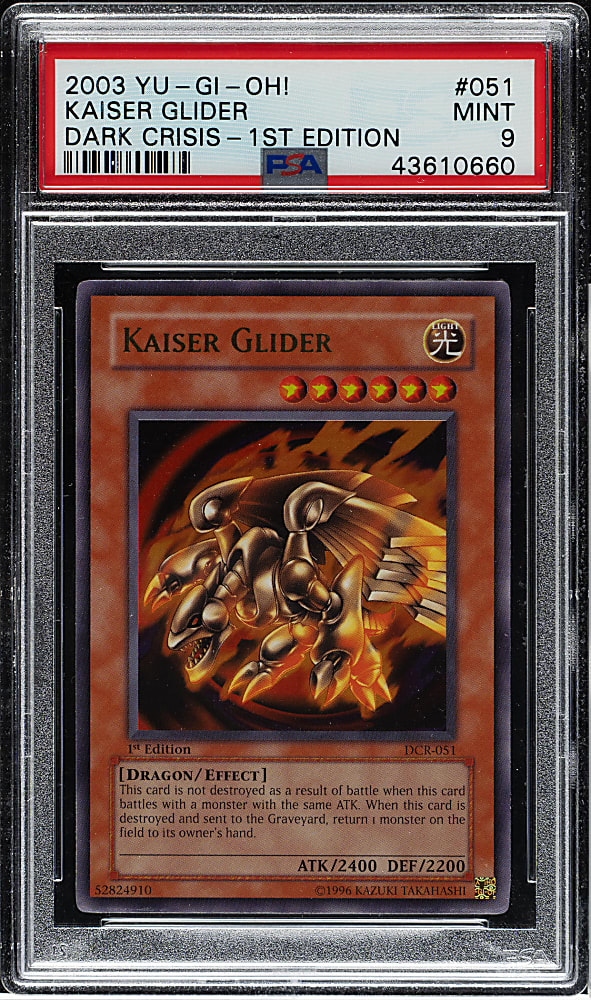 2003 Yu-Gi-Oh! Dark Crisis 1st Edition #051 Kaiser Glider Ultra Rare Holographic PSA MINT 9