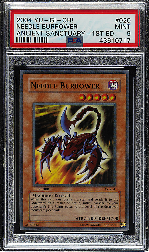 2004 Yu-Gi-Oh! Ancient Sanctuary 1st Edition #020 Needle Burrower Super Rare Holographic PSA MINT 9