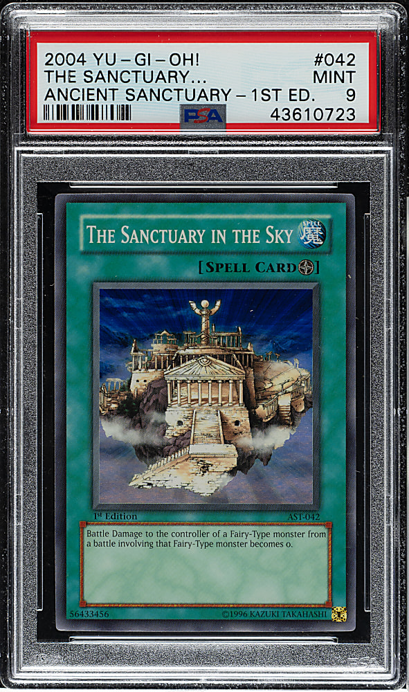 2004 Yu-Gi-Oh! Ancient Sanctuary 1st Edition #042 The Sanctuary In The Sky Super Rare Holographic PSA MINT 9