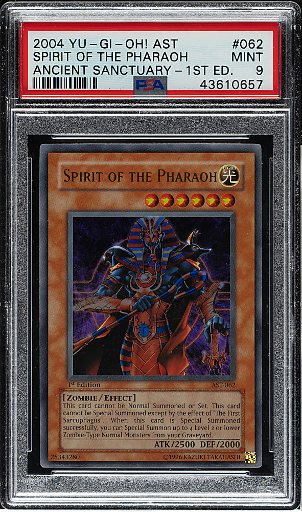 2004 Yu-Gi-Oh! Ancient Sanctuary 1st Edition #062 Spirit Of The Pharaoh Ultra Rare Holographic PSA MINT 9