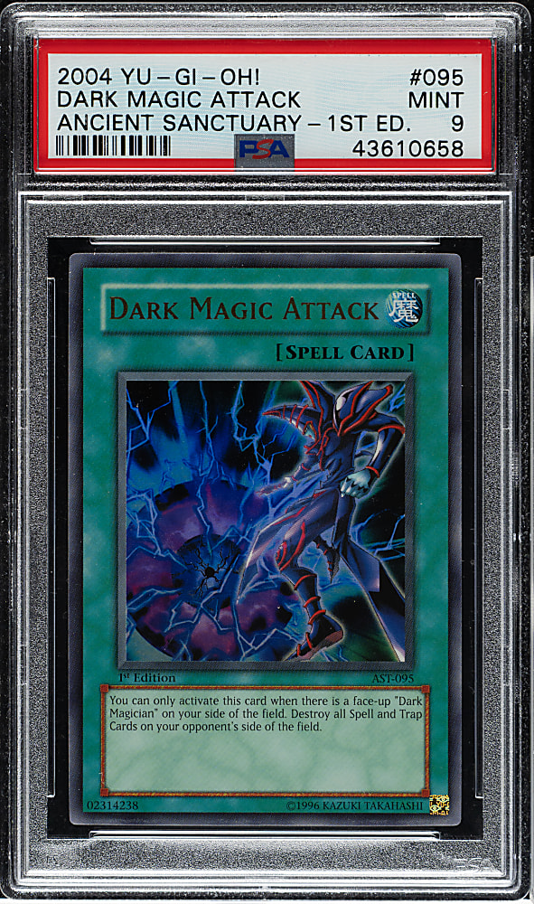 2004 Yu-Gi-Oh! Ancient Sanctuary 1st Edition #095 Dark Magic Attack Ultra Rare Holographic PSA MINT 9