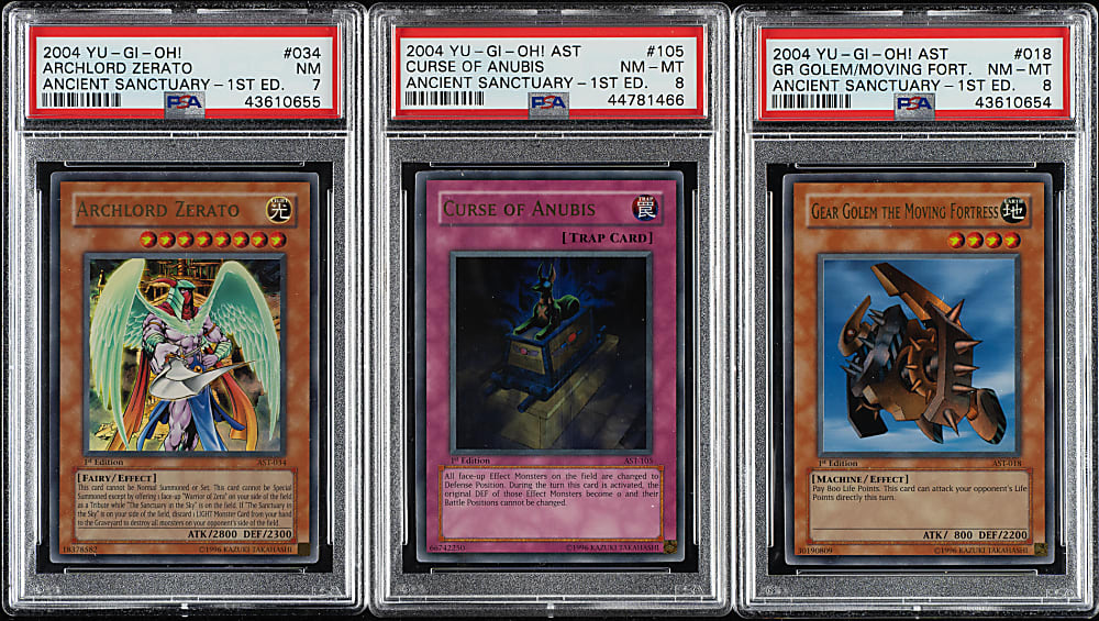 2004 Yu-Gi-Oh! Ancient Sanctuary 1st Edition PSA-Graded Trio