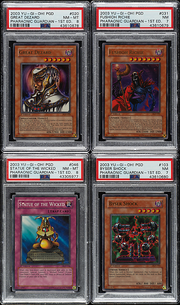 2003 Yu-Gi-Oh! Pharaonic Guardian 1st Edition PSA-Graded Collection (4)