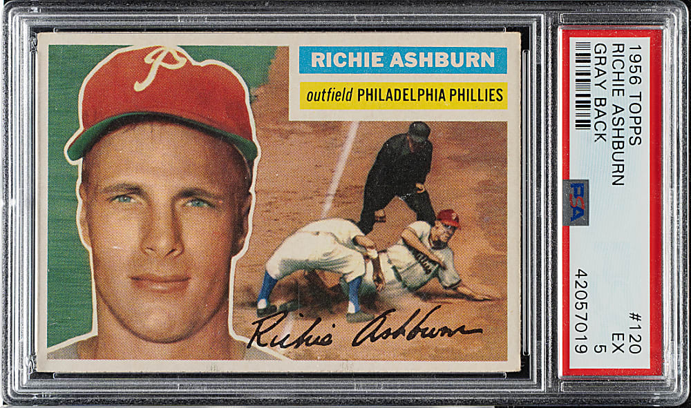 1956 Topps #120 Richie Ashburn Gray Back PSA EX 5