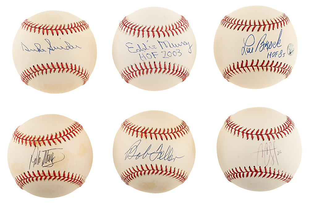 Hall of Fame and Stars Single-Signed Baseball Collection (11) Including Duke Snider, Bob Feller, and Lou Brock