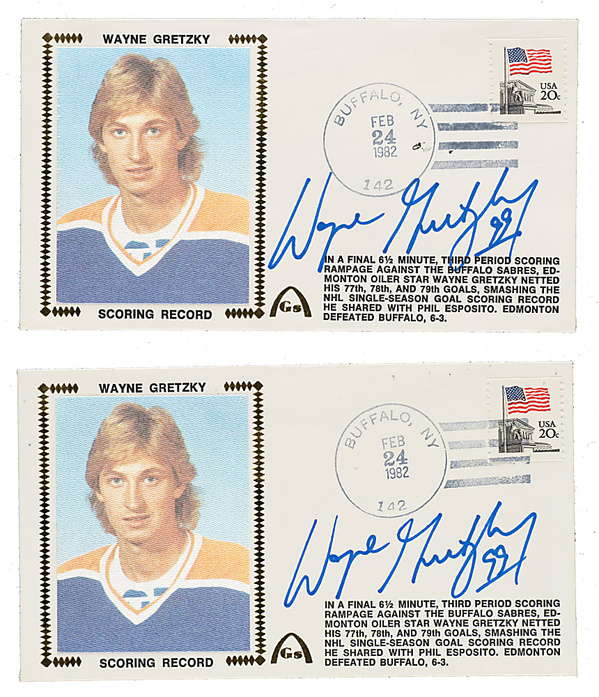 1982 Wayne Gretzky Signed First-Day Cover Pair