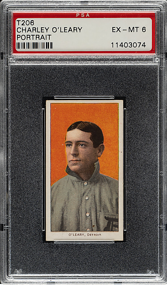 1909-1911 T206 White Border Charley O'Leary Portrait PSA EX-MT 6