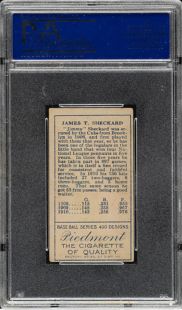 1911 T205 Gold Border Jimmy Sheckard PSA VG-EX 4