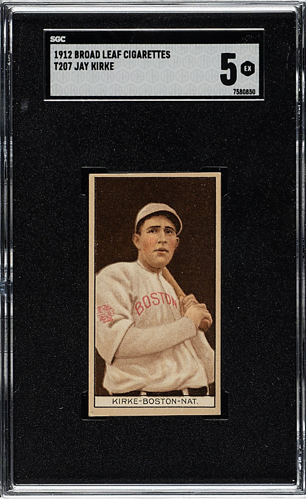 1912 T207 Brown Background Jay Kirke SGC EX 5 - Broadleaf Back