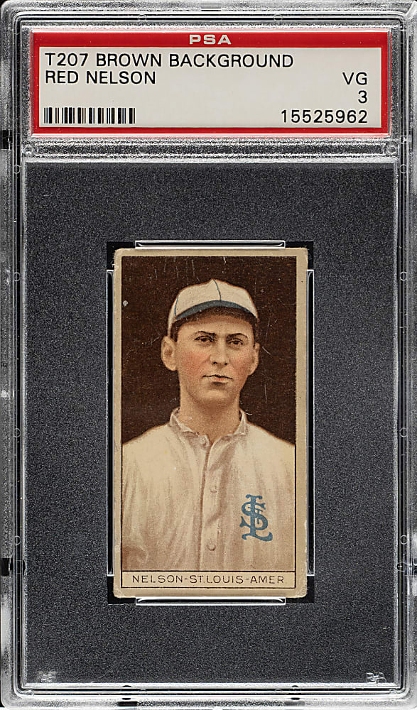 1912 T207 Brown Background Red Nelson PSA VG 3 - Broadleaf Back