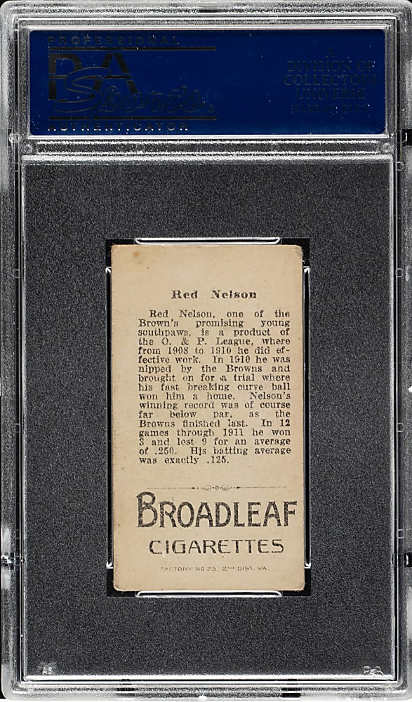 1912 T207 Brown Background Red Nelson PSA VG 3 - Broadleaf Back