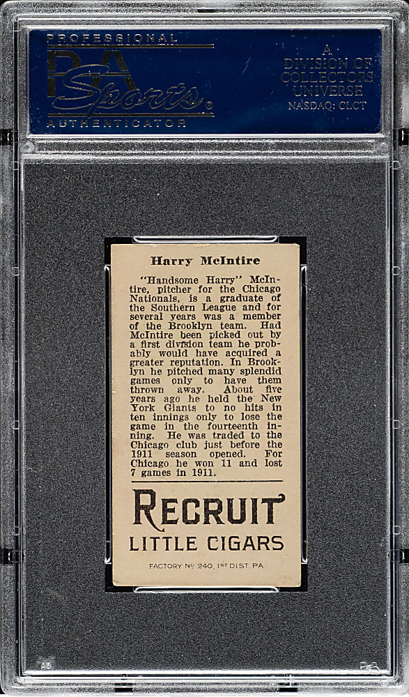 1912 T207 Brown Background Harry McIntire PSA EX 5