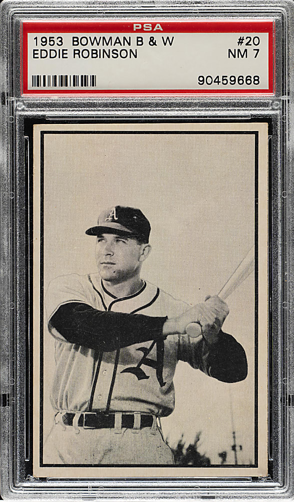 1953 Bowman Black & White #20 Eddie Robinson PSA NM 7