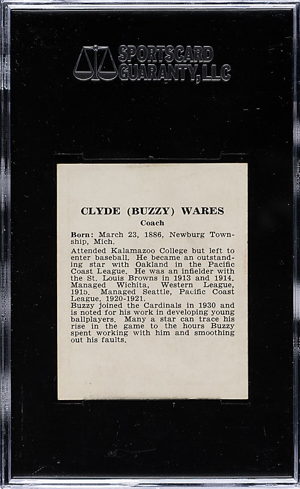 1941 W754 St. Louis Cardinals Team Issue Clyde Wares SGC VG/EX 50