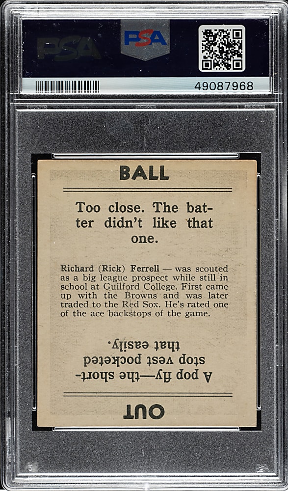 1936 R322 Goudey Rick Ferrell PSA EX 5