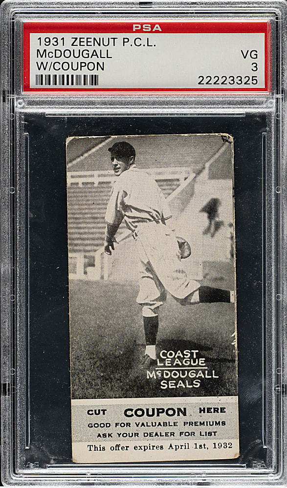 1931 Zeenut PCL Art McDougall with Coupon PSA VG 3